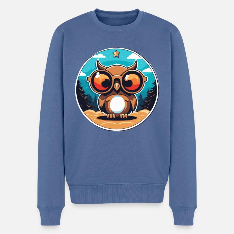 Eule Weihnachten Zeichnung - Männer Premium Bio Pullover - Taubenblau