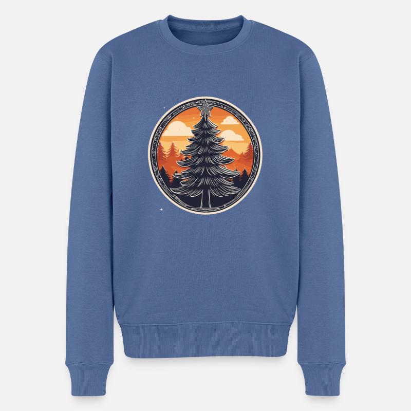 Weihnachtsbaum Zeichnung Weihnachten - Männer Premium Bio Pullover - Taubenblau