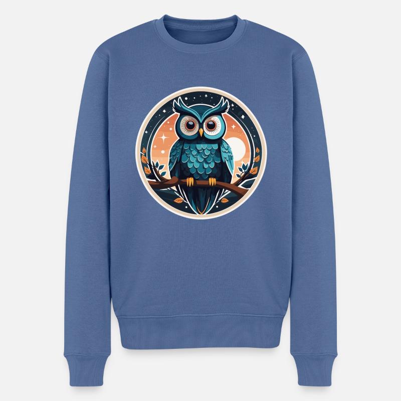 Eule Weihnachten Zeichnung - Männer Premium Bio Pullover - Taubenblau