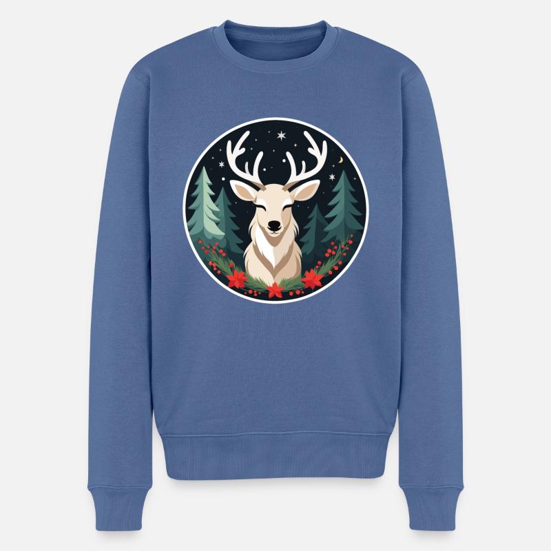 Dessin de Noël de renne - Pull Premium bio Homme - bleu pigeon