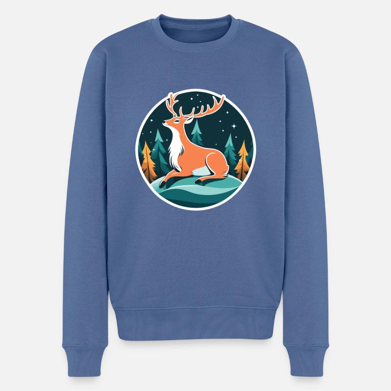 Dessin de Noël de renne - Pull Premium bio Homme - bleu pigeon