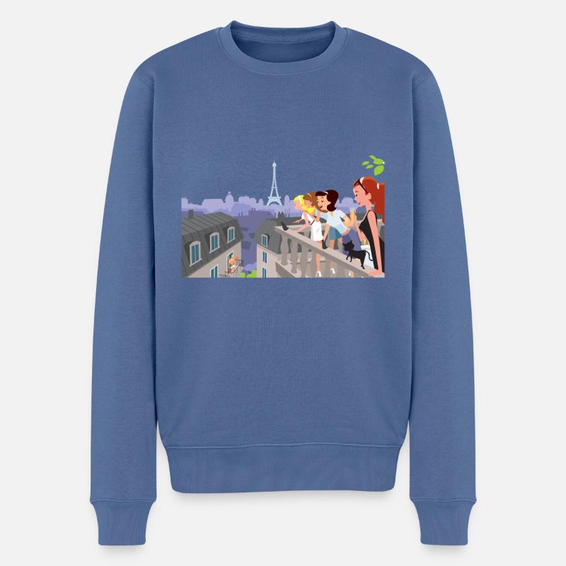 Parisiennes au balcon - Pull Premium bio Homme - bleu pigeon
