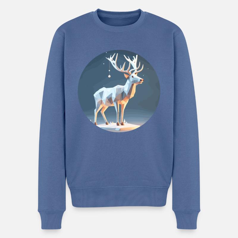 Rennes Low Poly Noël - Pull Premium bio Homme - bleu pigeon