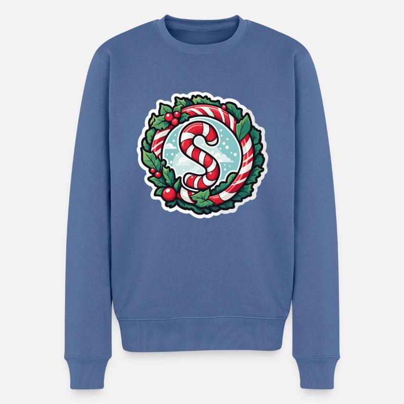 Zuckerstange Weihnachten Zeichnung - Männer Premium Bio Pullover - Taubenblau