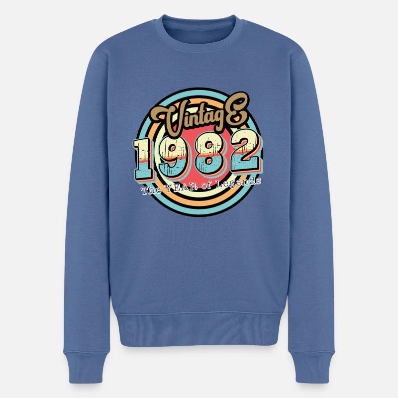 Millésime 1982 - Pull Premium bio Homme - bleu pigeon