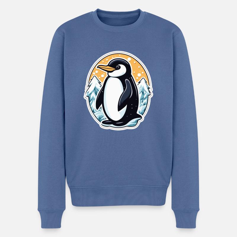 Pinguin Weihnachten Illustration - Männer Premium Bio Pullover - Taubenblau