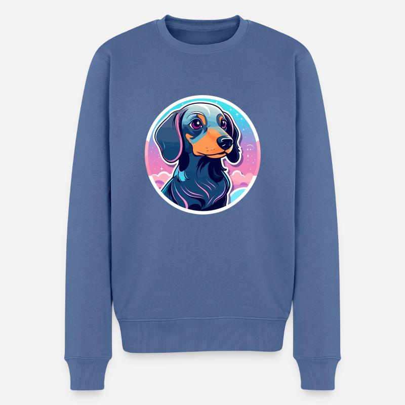 Illustration de chien teckel - Pull Premium bio Homme - bleu pigeon