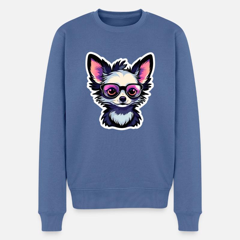 Dessin de chien Chihuahua - Pull Premium bio Homme - bleu pigeon