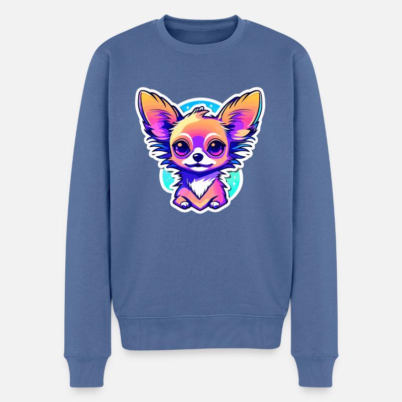 Dessin de chien Chihuahua - Pull Premium bio Homme - bleu pigeon