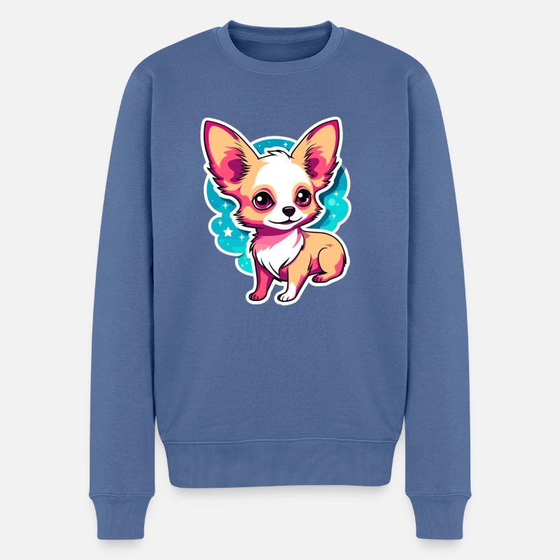 Dessin de chien Chihuahua - Pull Premium bio Homme - bleu pigeon