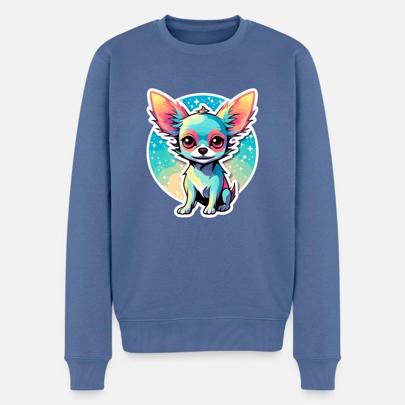 Dessin de chien Chihuahua - Pull Premium bio Homme - bleu pigeon