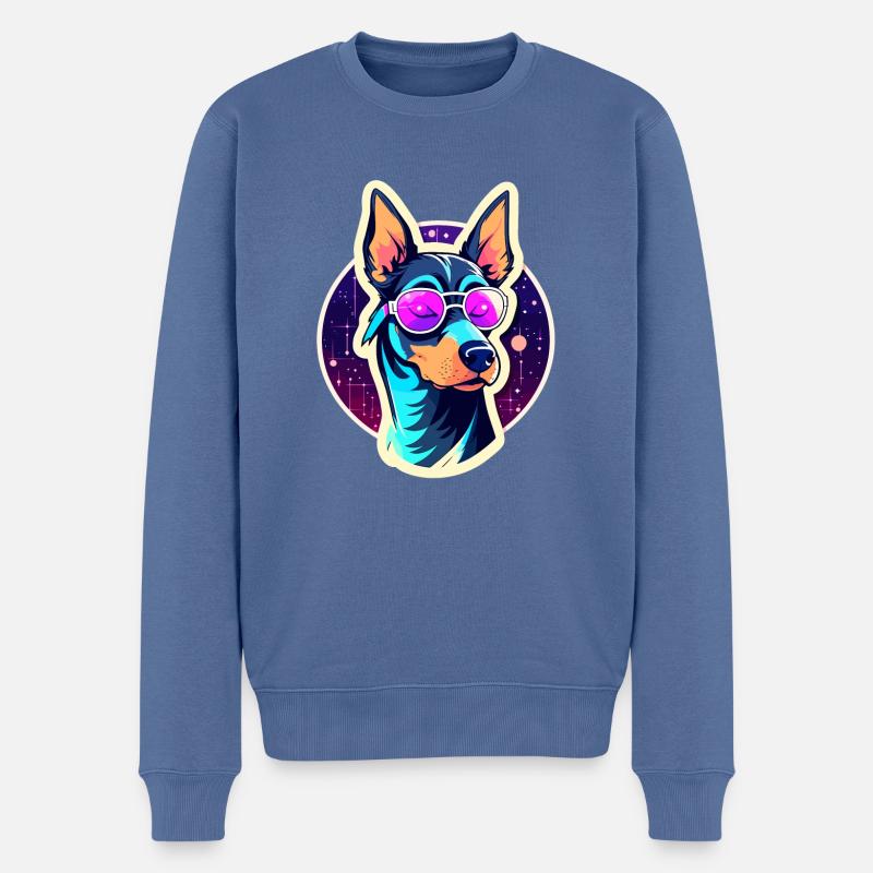 Dobermann Hund Zeichnung - Männer Premium Bio Pullover - Taubenblau