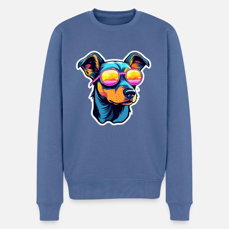 Dobermann Hund Zeichnung - Männer Premium Bio Pullover - Taubenblau