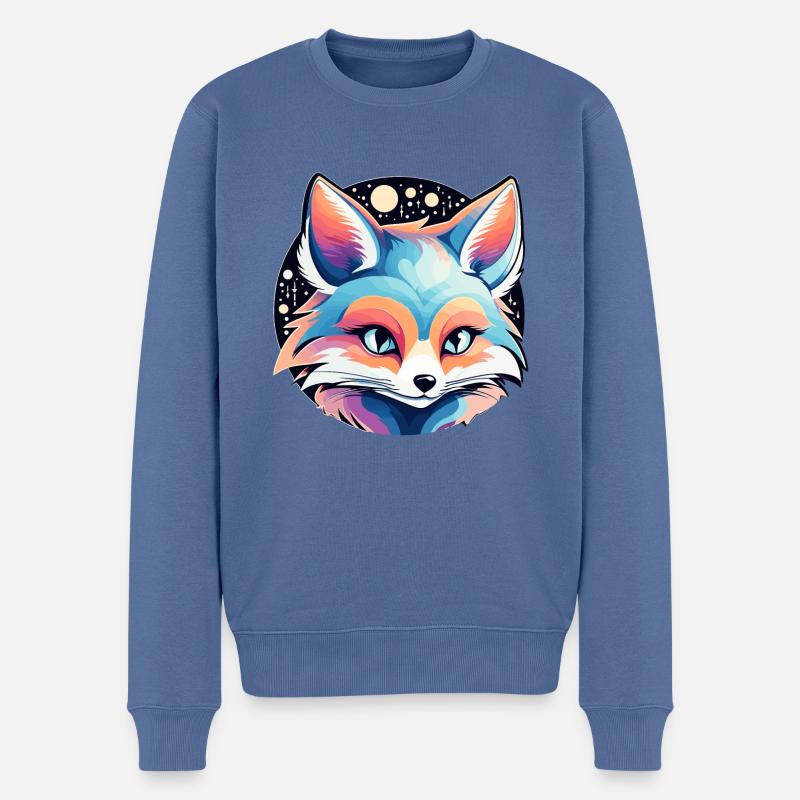 Fuchs Zeichnung - Männer Premium Bio Pullover - Taubenblau