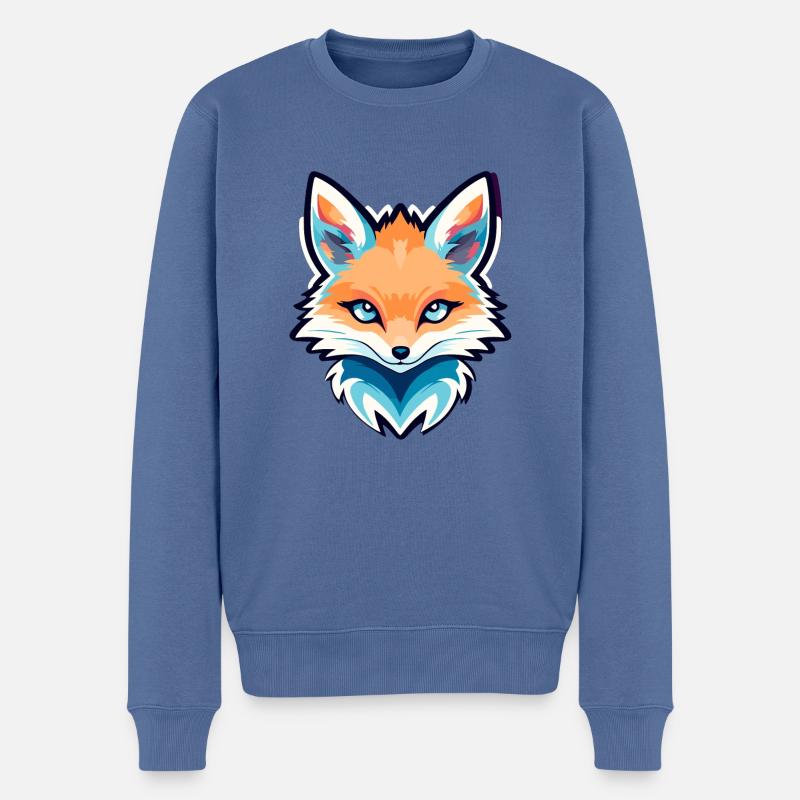 Dessin de renard - Pull Premium bio Homme - bleu pigeon