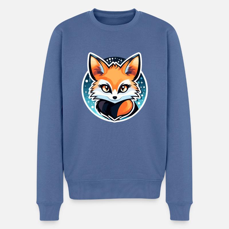 Fuchs Zeichnung - Männer Premium Bio Pullover - Taubenblau