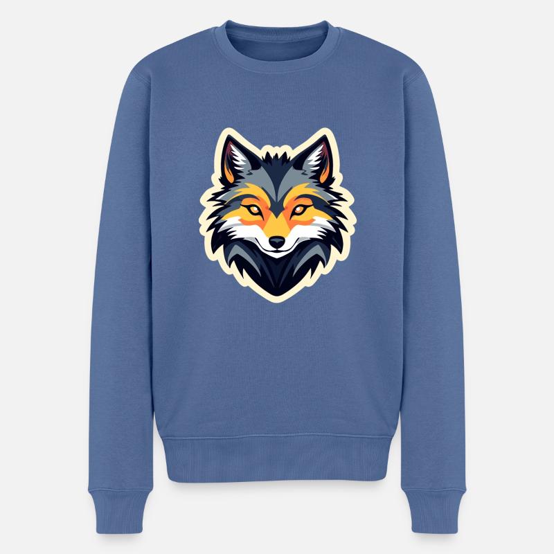 Dessin de loup - Pull Premium bio Homme - bleu pigeon