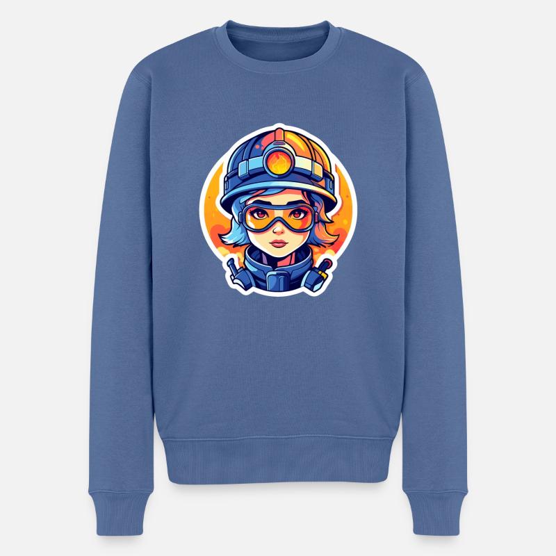 Dessin de pompier - Pull Premium bio Homme - bleu pigeon