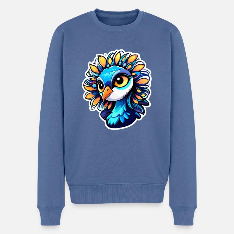 Pfau Vogel Zeichnung - Männer Premium Bio Pullover - Taubenblau
