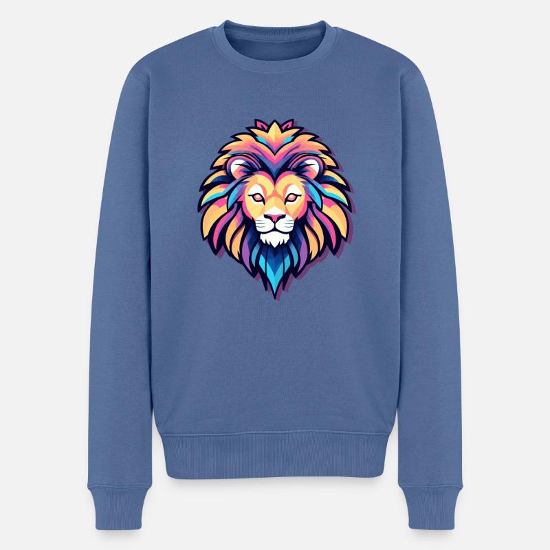 Dessin de Lion - Pull Premium bio Homme - bleu pigeon