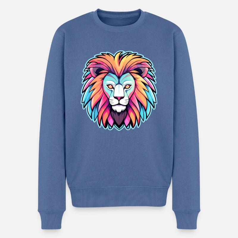 Löwe Zeichnung - Männer Premium Bio Pullover - Taubenblau