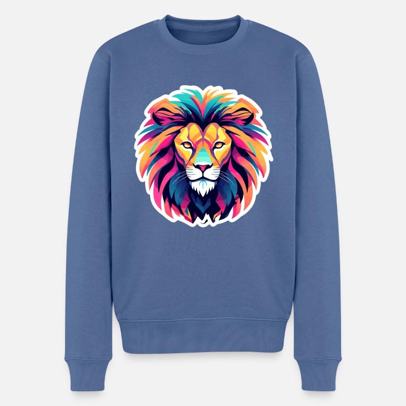 Dessin de Lion - Pull Premium bio Homme - bleu pigeon