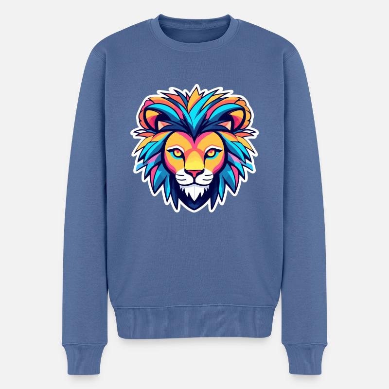 Dessin de Lion - Pull Premium bio Homme - bleu pigeon