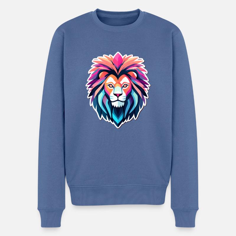 Löwe Zeichnung - Männer Premium Bio Pullover - Taubenblau