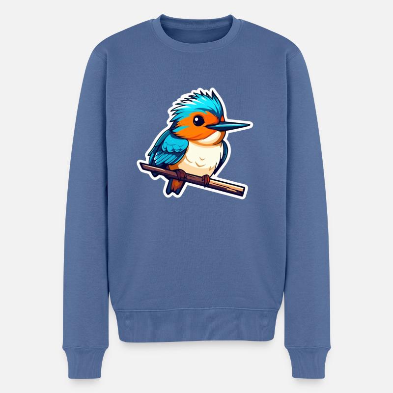 Eisvogel Vogel Zeichnung - Männer Premium Bio Pullover - Taubenblau