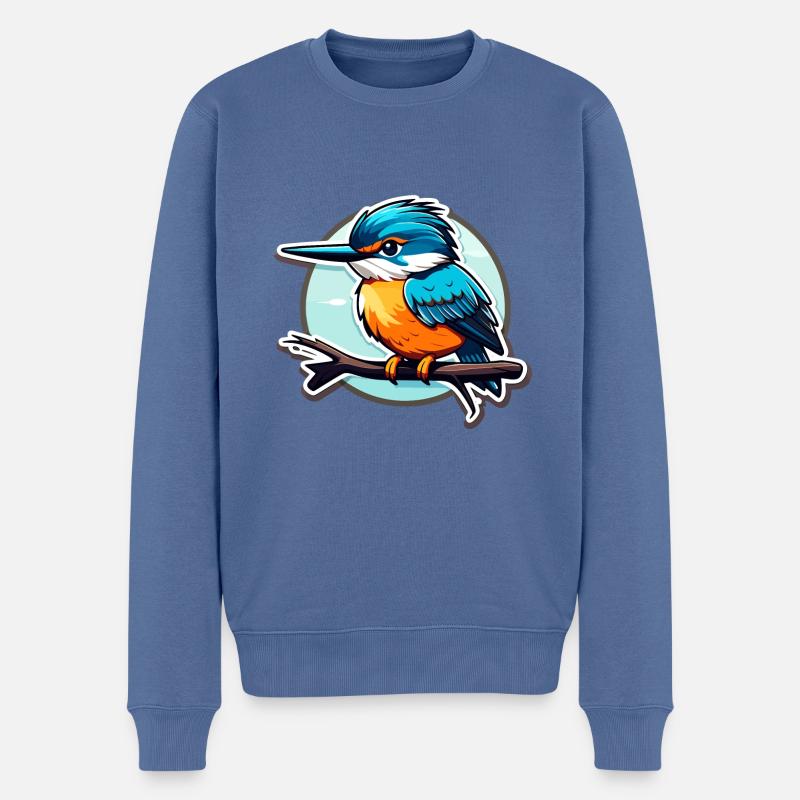 Eisvogel Vogel Zeichnung - Männer Premium Bio Pullover - Taubenblau
