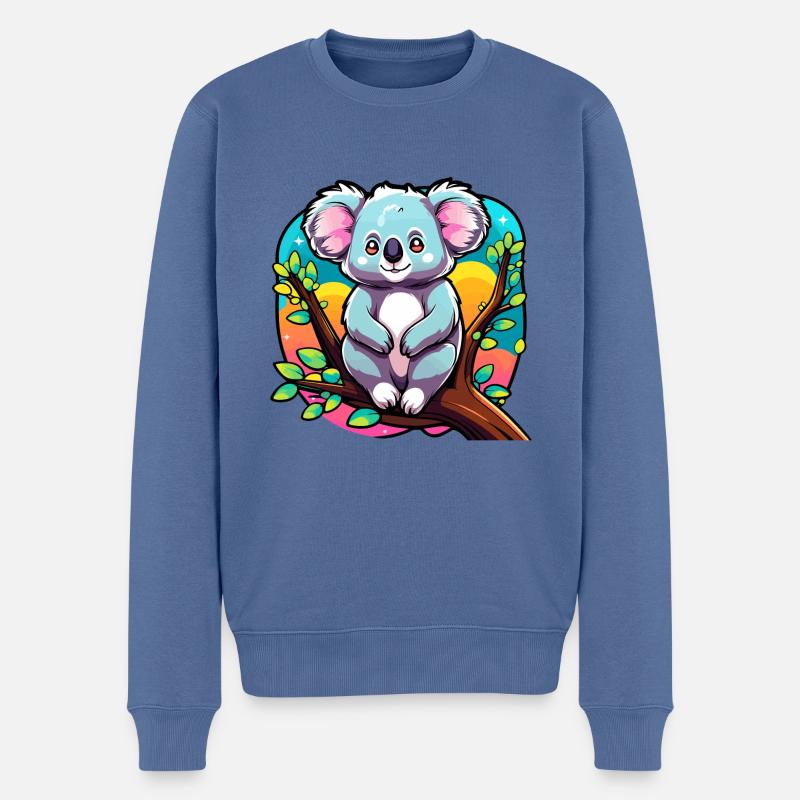 Koala Zeichnung - Männer Premium Bio Pullover - Taubenblau