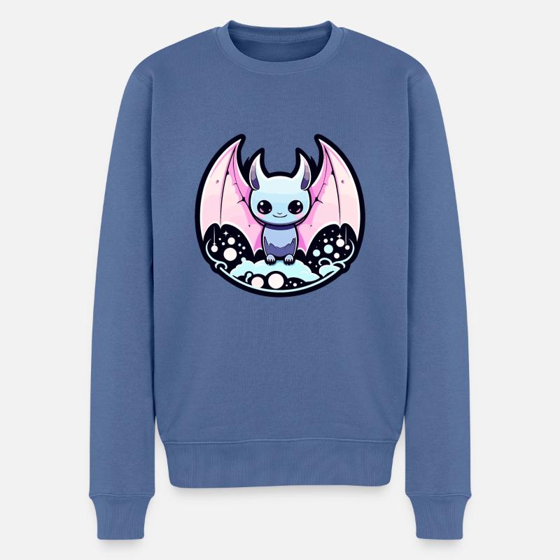 Fledermaus Illustration - Männer Premium Bio Pullover - Taubenblau