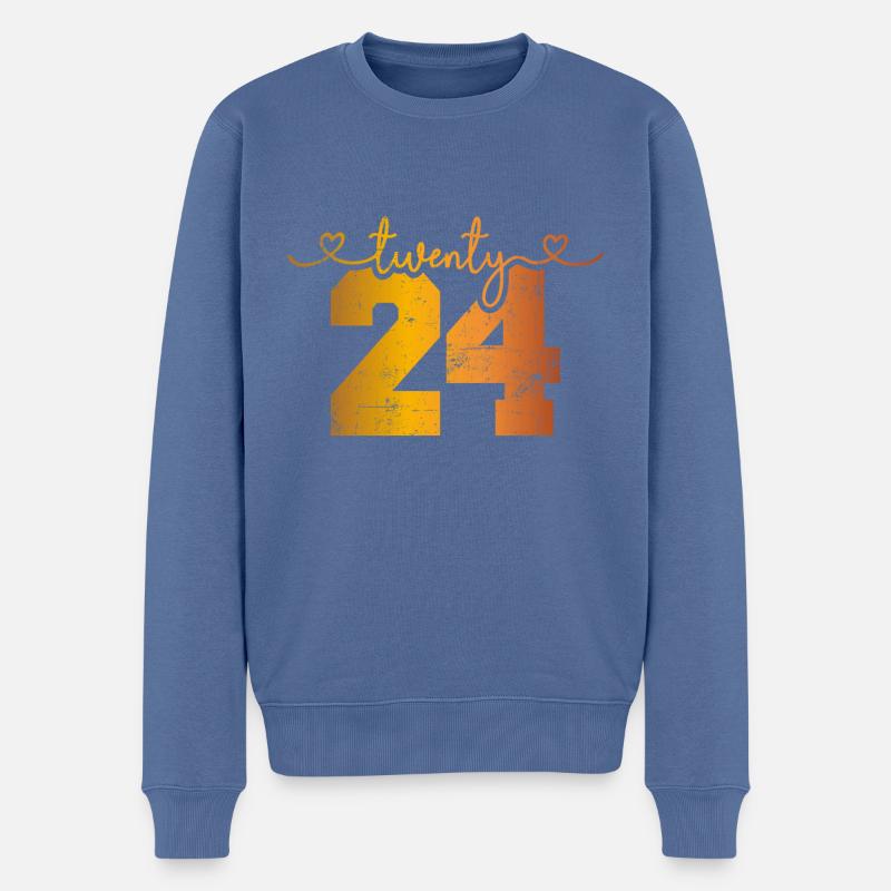 2024 - Männer Premium Bio Pullover - Taubenblau