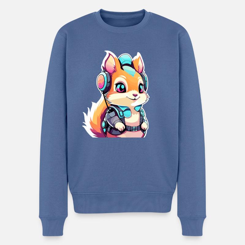 Eichhörnchen Illustration - Männer Premium Bio Pullover - Taubenblau