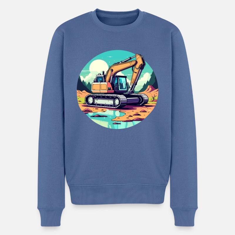 Bagger Baustelle Zeichnung - Männer Premium Bio Pullover - Taubenblau