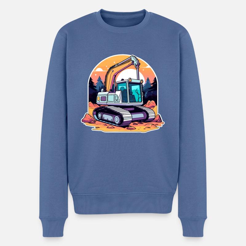 Bagger Baustelle Zeichnung - Männer Premium Bio Pullover - Taubenblau