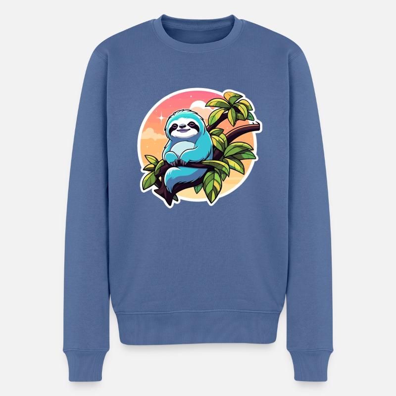 Faultier Zeichnung - Männer Premium Bio Pullover - Taubenblau