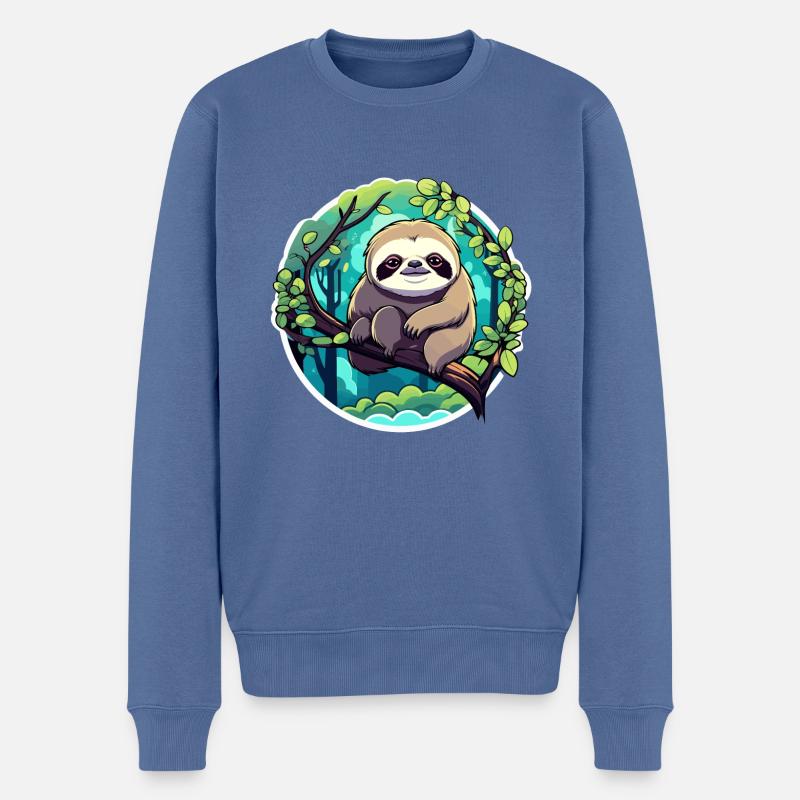 Faultier Zeichnung - Männer Premium Bio Pullover - Taubenblau