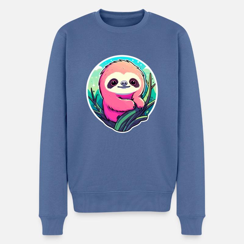 Faultier Zeichnung - Männer Premium Bio Pullover - Taubenblau
