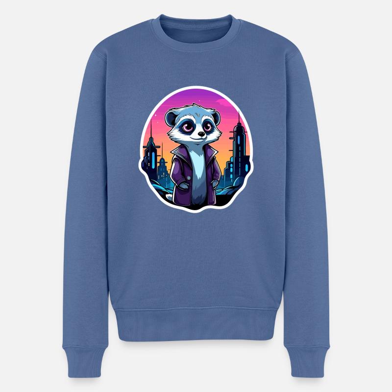 Dessin de suricate - Pull Premium bio Homme - bleu pigeon