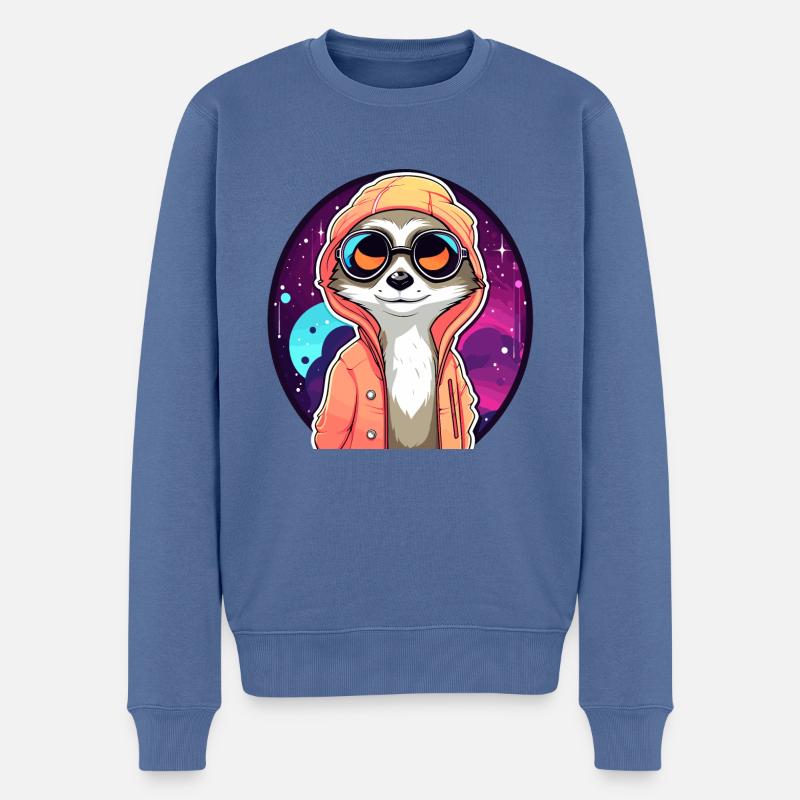 Erdmännchen Zeichnung - Männer Premium Bio Pullover - Taubenblau