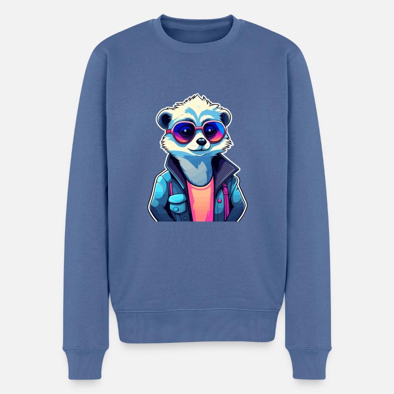 Erdmännchen Zeichnung - Männer Premium Bio Pullover - Taubenblau