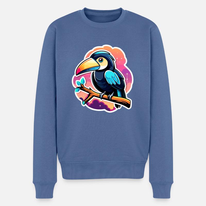 Tukan Vogel Illustration - Männer Premium Bio Pullover - Taubenblau
