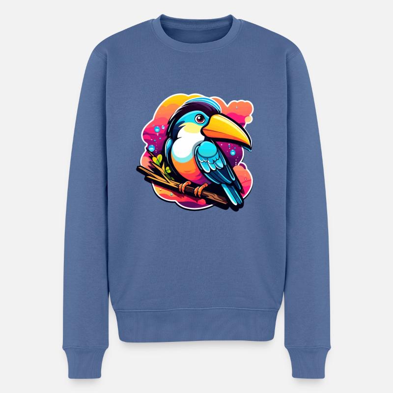 Illustration d’oiseau Toucan - Pull Premium bio Homme - bleu pigeon