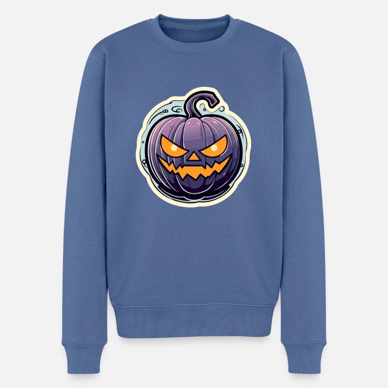Dessin d’Halloween citrouille - Pull Premium bio Homme - bleu pigeon