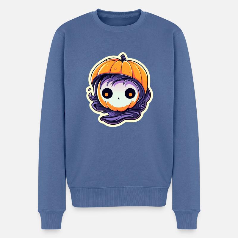 Dessin d’Halloween citrouille - Pull Premium bio Homme - bleu pigeon