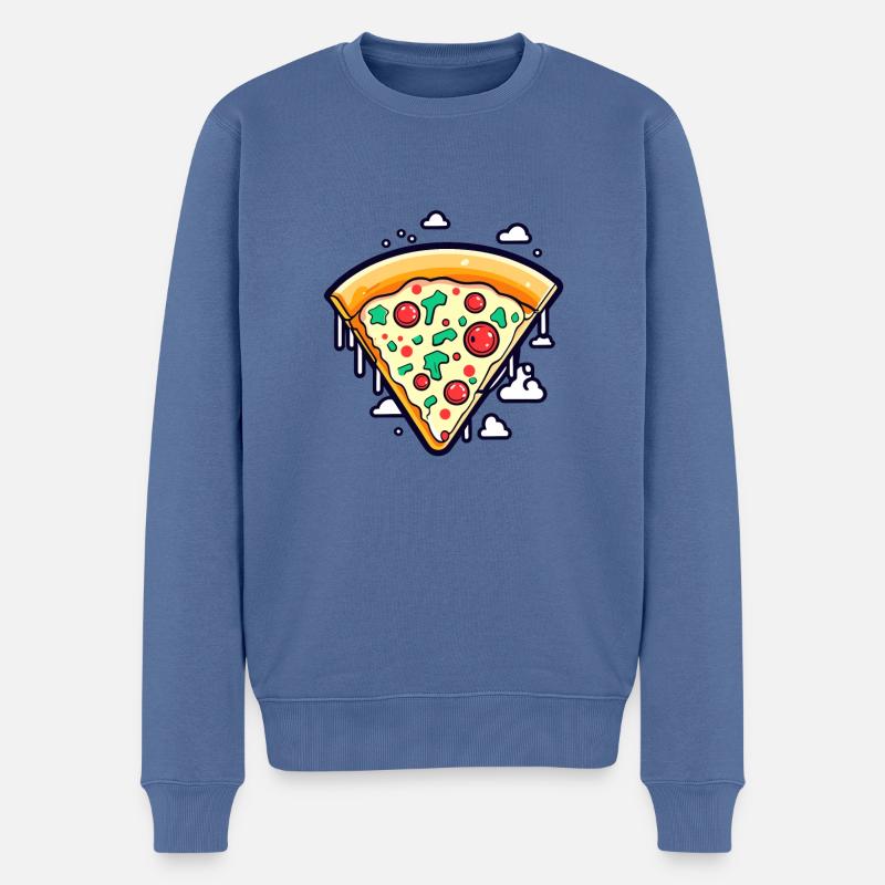 Dessin de tranche de pizza - Pull Premium bio Homme - bleu pigeon