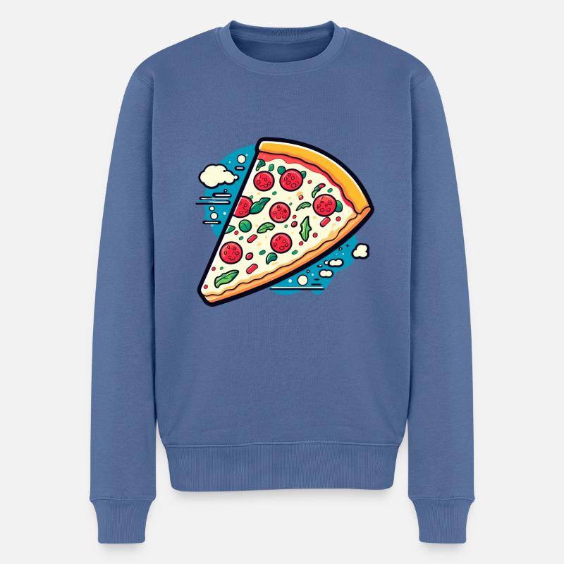Pizza Slice Zeichnung - Männer Premium Bio Pullover - Taubenblau