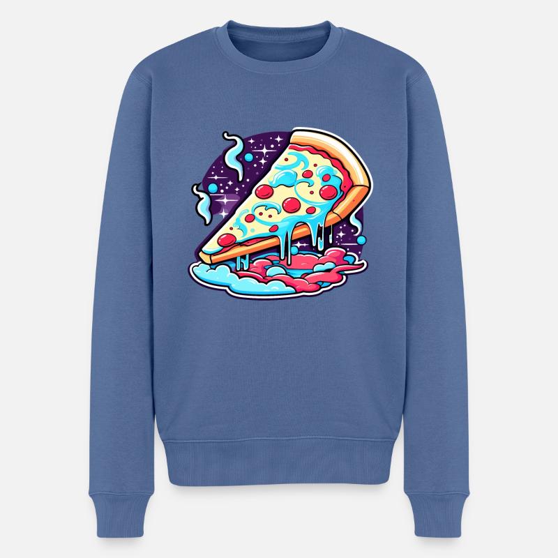 Pizza Slice Zeichnung - Männer Premium Bio Pullover - Taubenblau