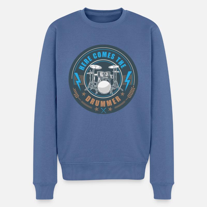 Voici le batteur - Pull Premium bio Homme - bleu pigeon